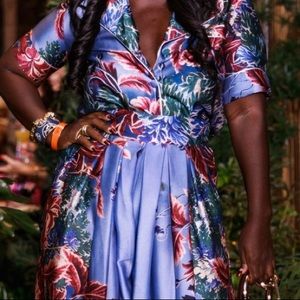 Patbo Panama-style tropical print top